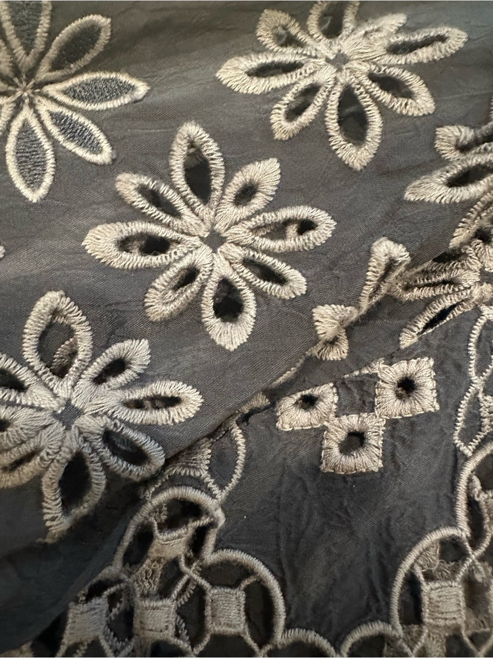 Johnny Was Embroidered Eyelet Open Front Kimono Jacket Gray Blue Size Small - Picture 8 of 12